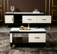 Ensemble Table Basse et Meuble TV pour Salon, Table Console, Meuble TV Moderne de Luxe, Meuble Télévision Moderne Plus Table