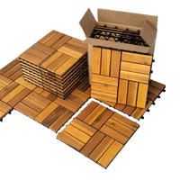 Dalles de terrasse en bois massif d'acacia emboîtables 300x300mm, surface grain de bois imperméable, épaisseur 18mm, pour jardin et extérieur