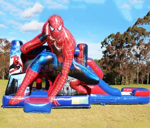 Người Lớn Thương Mại Kiddie Đảng Juego Inflables Spiderman Combo Jumper Inflatable Lâu Đài Bouncy Trượt Nước Nhà Bounce