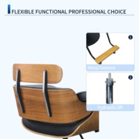 Fauteuil de Barbier Ergonomique Moderne en Cuir PU, Style Salon Mid-Century, Mobilier Professionnel de Coiffure, Rotation à 360 Degrés