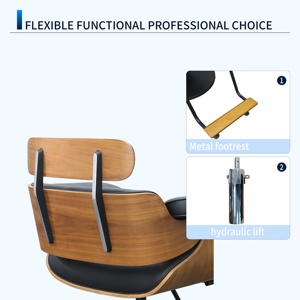 Fauteuil de Barbier Ergonomique Moderne en Cuir PU, Style Salon Mid-Century, Mobilier Professionnel de Coiffure, Rotation à 360 Degrés - Product Image 4