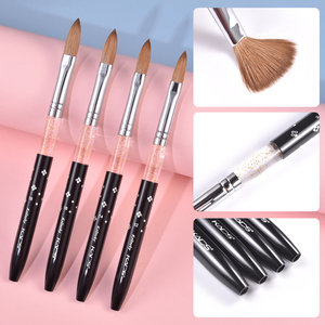 Pinceau à ongles 100% pur Kolinsky, manche en acrylique noir, différentes tailles # 2- # Pinceau de modelage pour extension d'ongles, 18 embouts, pour manucure en salon - Product Image 1