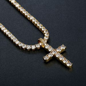 <b>Cross</b> Pendant Necklace Copper Alloy 3A Zircon Pave Setting Unisex Hip Hop Jewelry Gift - Product Image 1