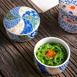 Couvercle de bol multicouche en céramique de style japonais Petite vaisselle pour cuire à la vapeur des œufs Sauce à la crème pour le ragoût de dessert pour la table à manger de la cuisine - Product Image 3