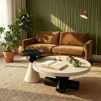 Ensemble de table basse moderne en acier inoxydable avec table à manger - Meubles de salon durables et écologiques