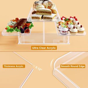 Ensemble de plateaux de service à dessert en acrylique à 3 niveaux avec rehausseurs de buffet pour les fêtes, les mariages et les baby showers - Product Image 4