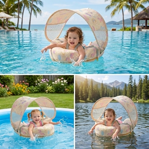 Flotador de <span class=keywords><strong>Piscina</strong></span> para Bebés No Inflable con Toldo Solar, Anillo de Natación de Espuma Sólida para Bebés, Entrenador de Natación para Niños Pequeños, Venta al por Mayor - Product Image 5