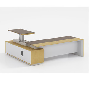 Tavolo di lusso Executive scrivania in legno impiallacciato con soluzioni di stoccaggio e mobili per ufficio di gestione dei cavi - Product Image 1