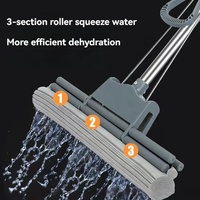 Grande vadrouille à collodion multifonctionnelle durable de 38cm, lavage à la main, conception à rouleaux rotatifs pour usage domestique, seau inclus