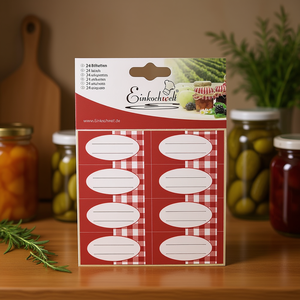 Etiquetas adhesivas Einkochwelt, 24 piezas, diseño a cuadros rojos para conservar frascos - Product Image 3