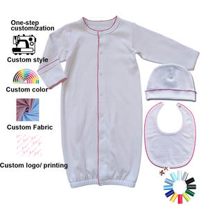 Conjunto <span class=keywords><strong>de</strong></span> Saco <span class=keywords><strong>de</strong></span> Dormir para Bebé con Ribete Picot <span class=keywords><strong>Personalizado</strong></span>, Vestido Convertible, Traje para Llevar a Casa, Canastilla, Vestido <span class=keywords><strong>de</strong></span> Bebé <span class=keywords><strong>de</strong></span> Algodón Liso para Bordar - Product Image 2