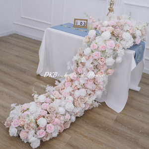 Décoration de table de mariage luxe rose bébé souffle fleur chemin de table guirlande de fleurs chemin de table pour tables - Product Image 2