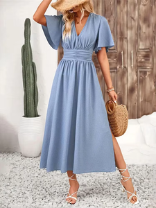 ชุดเดรสยาวทรงเอไลน์สำหรับผู้หญิง, ชุดลำลองสำหรับผู้หญิงชุดเดรสแขนสั้นเสื้อผ้าผู้หญิงใหม่ฤดูร้อนที่หรูหรา - Product Image 6