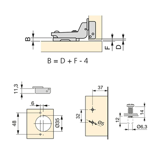 EMUCA 304 Kit de bisagra de copa de cuello alto de acero inoxidable X91 Placa europea de cierre suave de titanio 20 piezas para uso en taller Modelo 1011852 - Product Image 4