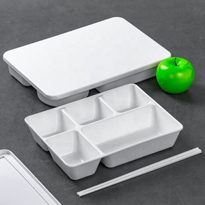Kişiselleştirilmiş Kırılmaz Hastane Restoran Yemek Takımı Fast Food Servis 5 Bölmeli Kapaklı Melamin Tabak - Product Image 2