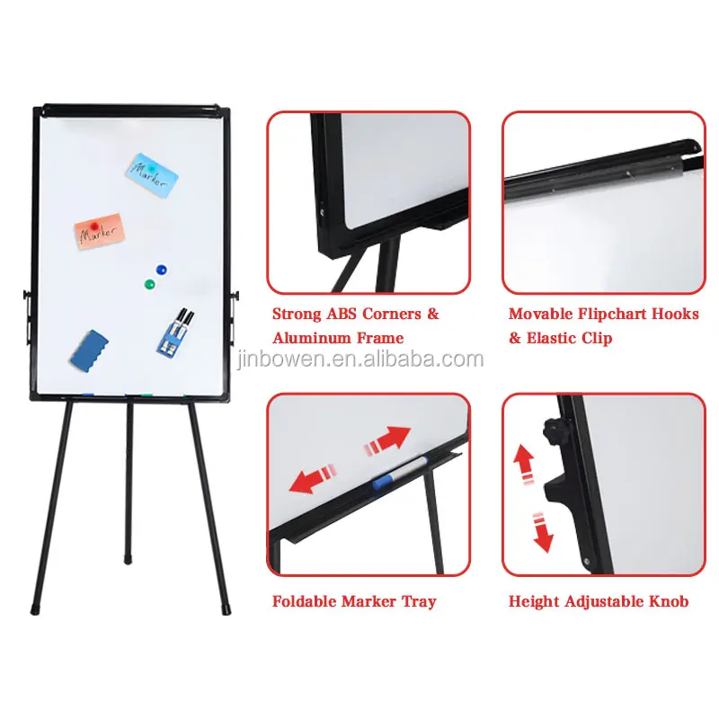 KBW Hot Sale Dry Erase White Board Sturdy Adjustable Height Flip Chart Easel Mobile Tripod Whiteboard Stand for Office School