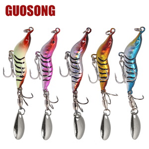 Leurre de pêche en métal pour <span class=keywords><strong>crevettes</strong></span> à attaque complète à longue portée VIB Blood Groove Hook Griffe de poulet Rotating Spinnerbait Simulation Bait - Product Image 1