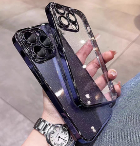 Sang trọng sáng long lanh Bling Ống kính bảo vệ PC rõ ràng trường hợp điện thoại cho Iphone 15 14 Promax Electroplated bột lấp lánh Bìa - Product Image 2