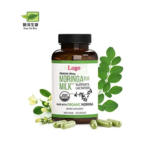 OEM özel etiket bitkisel takviyesi Moringa yaprakları toz Moringa kapsül organik