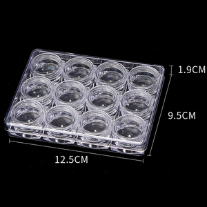 12Pcs Transparent Square Jar Nail Art Plastic <b>Storage</b> <b>Box</b> Decoration Container Salon Manicure Organizer Holder <b>Tool</b> Wholesale - Product Image 5