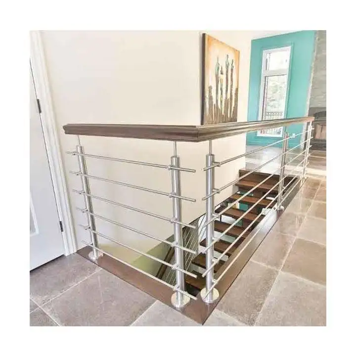 Baluscomercial de aço primário desenha escadas, aço inoxidável, vidro temperado, postagem, varanda, barracas de teto