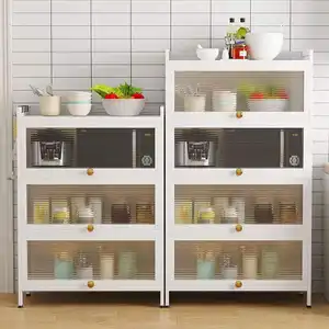 Kitchen Microwave Carbon Steel Bowl Dish Storage Rack Multi-layer save space Portable Storage cabinet Rack