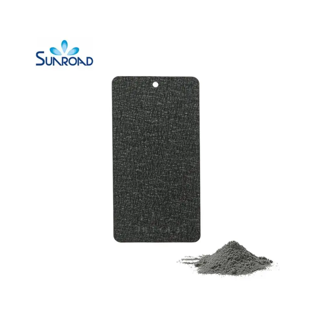 Revêtement en poudre de polyester époxy noir effet sable Sunroad excellente dureté de surface pour la peinture d'application de machine métallurgique anf