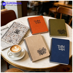 Carnet en cuir à couverture rigide A5, <span class=keywords><strong>pages</strong></span> non lignées, journal en cuir à spirale laserable pour cadeaux DIY - Product Image 2
