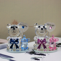 Nouvelles figurines d'ours en cristal, souvenirs de baptême, fête prénatale avec sucette