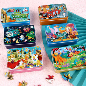 Puzzles éducatifs de dessin animé 100 pièces avec boîte en métal jouets pour enfants de <span class=keywords><strong>2</strong></span> 4 5 6 7 ans garçons fille - Product Image 6