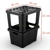 Conteneur de stockage en plastique noir durable d'affichage de fleur coupée de seau d'enchère d'usine pour le transport