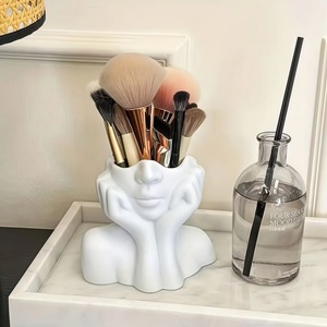 Nordic Abstract Face Makeup Brush Holder Plastic Cosmetic Storage Rack For Vanity Tabletop Eyeshadow Brush Organizer - Product Image 3