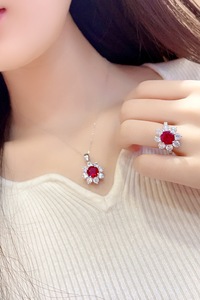 Hot Bán Giá Rẻ Giá S925 Bạc Phòng Thí Nghiệm Grown <span class=keywords><strong>Ruby</strong></span> Nhẫn Hàng Ngày Thời Trang Đơn Giản Phong Cách Của Phụ Nữ Đồ Trang Sức - Product Image 6