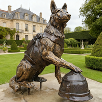 Sculpture de chien assis en bronze coulé, style animal réaliste, sur mesure, pour la décoration de cour de manoir