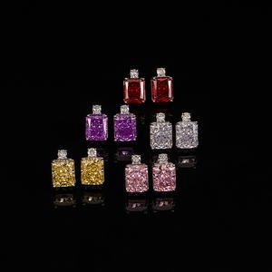 أقراط فاخرة من الزركون الوردي الملون، قطع على شكل زهرة الجليد فائقة اللمعان، أقراط من الماس عالي الكربون - Product Image 4