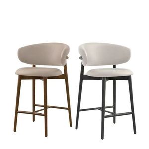 Bắc Âu thanh ghế đồ nội thất hiện đại rắn khung gỗ cao footrest linen vải Thanh phân với cong tựa lưng thanh ghế - Product Image 6