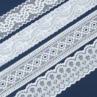 Livraison rapide en stock, dentelle florale 4 cm, dentelle blanche en tricot warpé, dentelle en spandex pour robe de mariée exquise