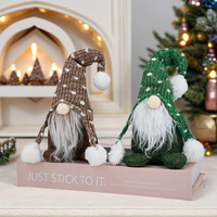 Gnome de Noël Nordique en Peluche avec Chapeau Tricoté, Décoration de Noël en Tissu Polyester pour la Maison