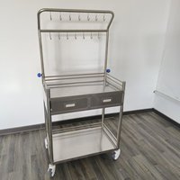 Chariot médical mobile moderne en acier inoxydable pour perfusion, chariot d'infirmière d'hôpital, poteau IV, 2 tiroirs, pour centre de dialyse, clinique, USI, salle de sport