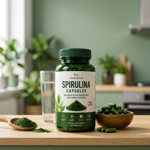 Cápsulas de Espirulina Natural, Superalimento Rico en Nutrientes, Suplemento Dietético para Adultos, Cápsulas de Espirulina Pura, Superalimento a Base de Plantas - Product Image 1