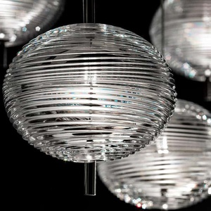 Современная подвесная люстра-кластер из прозрачного рифленого стекла со светодиодами для столовой, гостиной, лестницы, отеля - Product Image 5