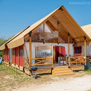 Tenda Safari a doppio strato con due camere da letto cucina e bagno per tutti i terreni <span class=keywords><strong>Glamping</strong></span> <span class=keywords><strong>resort</strong></span> doppio balcone tende <span class=keywords><strong>Glamping</strong></span> - Product Image 1
