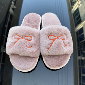 New Trend Tpr slippers Women slippers Home slippers Plush Warm slippers Decorated with a <b>Bow</b> Fashion slippers With High Quality - Product Image 6