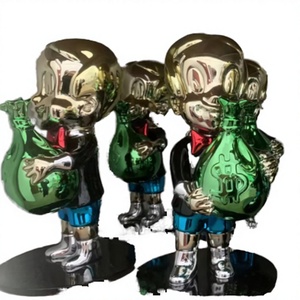 Escultura de Resina Cromada Pintada a Mano de Alta Calidad para la Serie de Arte: Personaje de <span class=keywords><strong>TV</strong></span>/Cine, Niño de Dibujos Animados Alec, Arte con Símbolo de Dinero - Product Image 2