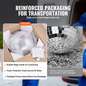 DB ลูกบอลดิสโก้สีเงินขนาดใหญ่16นิ้วพร้อมแหวนแขวนอุปกรณ์งานปาร์ตี้กระจกสร้างเอฟเฟกต์สำหรับตกแต่งตามเทศกาล - Product Image 5