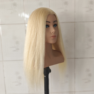 Maniquí de entrenamiento femenino para salón, cabeza de maniquí de cabello humano liso rubio <span class=keywords><strong>largo</strong></span> con hombros para trenzado de cabello y peluquería - Product Image 5