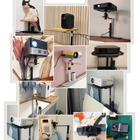 Support de projecteur télescopique en métal noir de style plateau pour table de chevet et canapé