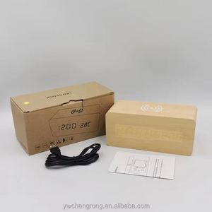High Quality <b>LED</b> Wooden Alarm <b>Clock</b> Adjustable Brightness Wireless Charging Digital Display Quartz Electronic Acoustic Control - Product Image 5