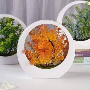 Plantas artificiales en macetas multicolores con 5 pequeños bonsái de simulación de loto pequeños adornos de escritorio de oficina decoración del hogar - Product Image 4