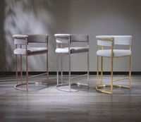 Tabourets de bar modernes de luxe en acier inoxydable doré, chaise haute en cuir et velours pour bar à domicile, salle de sport, utilisation en extérieur